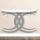 Consolle a Fissaggio a Parete di Design Moderno in Legno Bianco e Grigio - Coco Viadurini