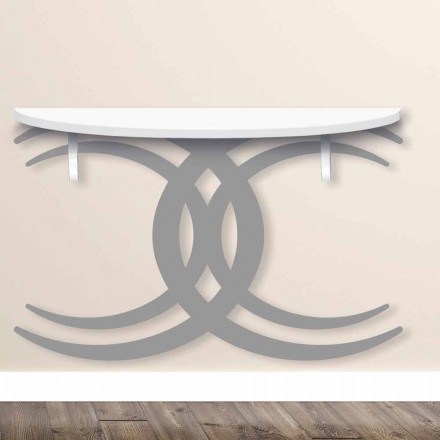 Consolle a Fissaggio a Parete di Design Moderno in Legno Bianco e Grigio - Coco Viadurini
