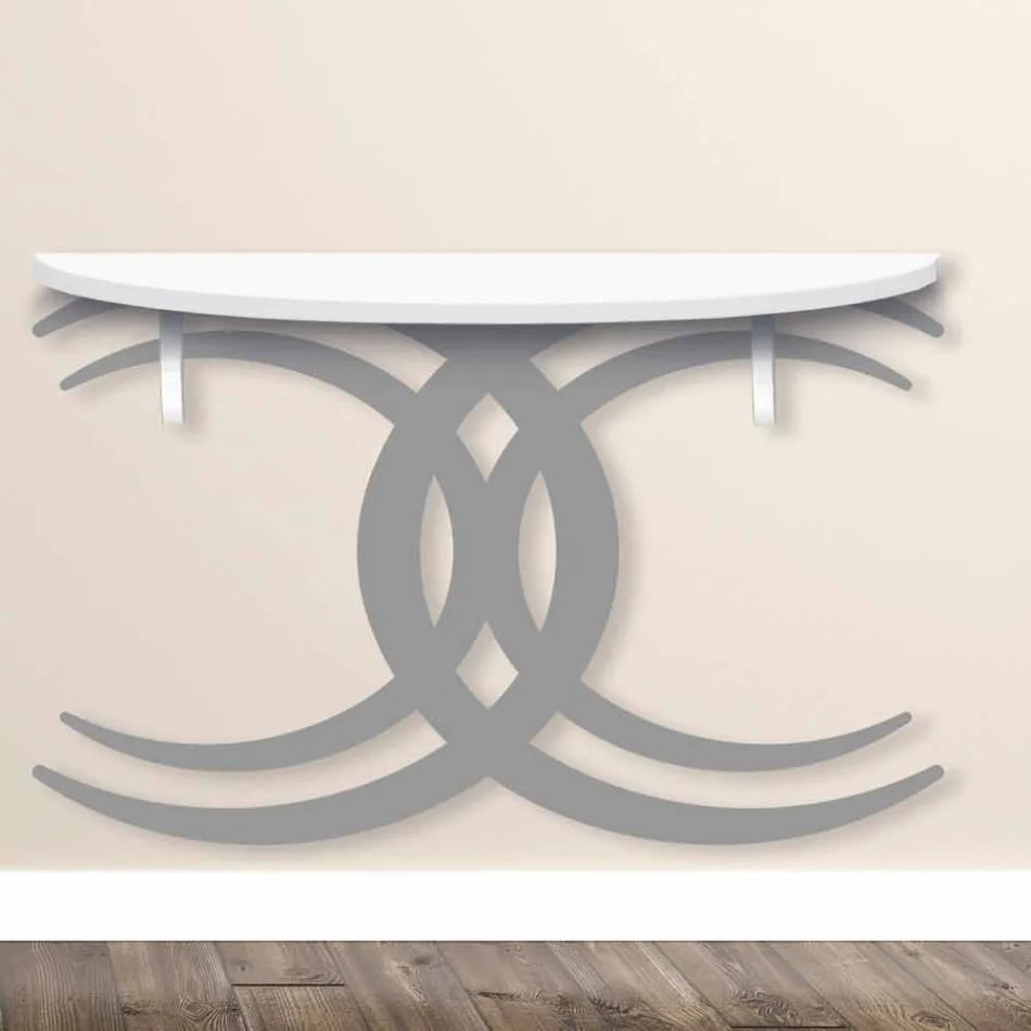 Consolle a Fissaggio a Parete di Design Moderno in Legno Bianco e Grigio - Coco Viadurini