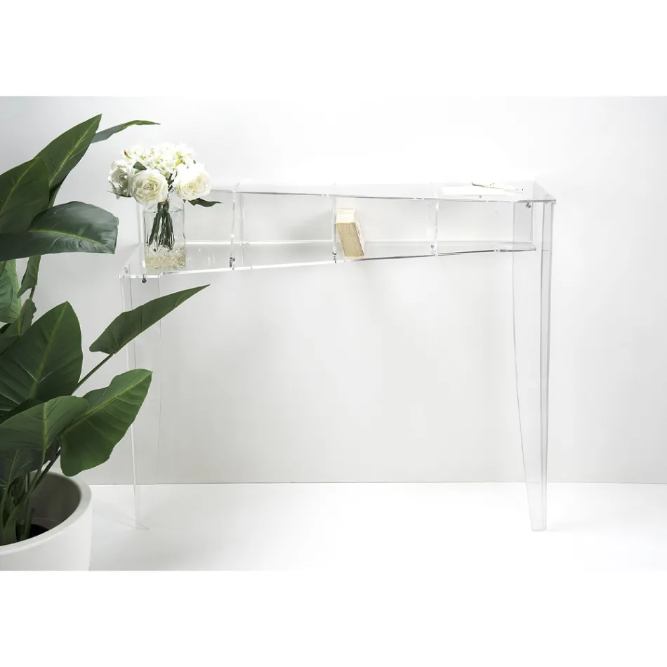 Consolle a Muro in Plexiglass Trasparente Design a Pianoforte - Valeria Viadurini