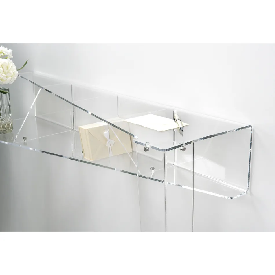 Consolle a Muro in Plexiglass Trasparente Design a Pianoforte - Valeria Viadurini