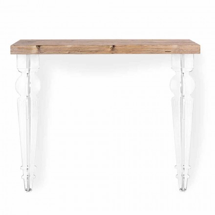 Consolle a Parete in Plexiglass Trasparente e Legno di Design Moderno - Betone Viadurini