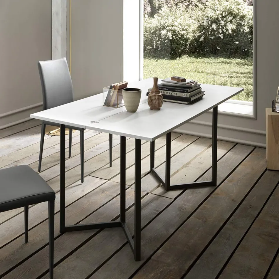 Consolle Allungabile 150 cm in Metallo e Nobilitato Made in Italy - Flap Viadurini