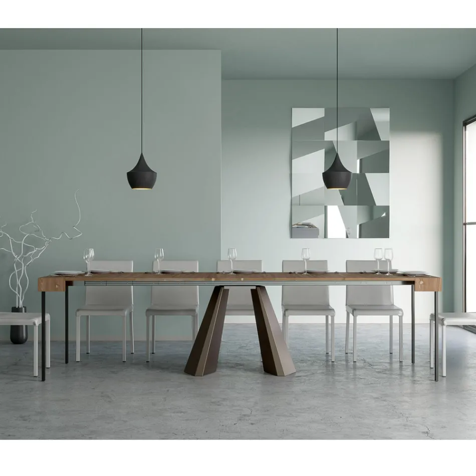 Consolle Allungabile a 300 cm con Gambe Finitura Orso Made in Italy - Destino Viadurini