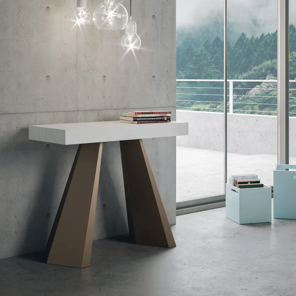Consolle Allungabile a 300 cm con Gambe Finitura Orso Made in Italy - Destino Viadurini