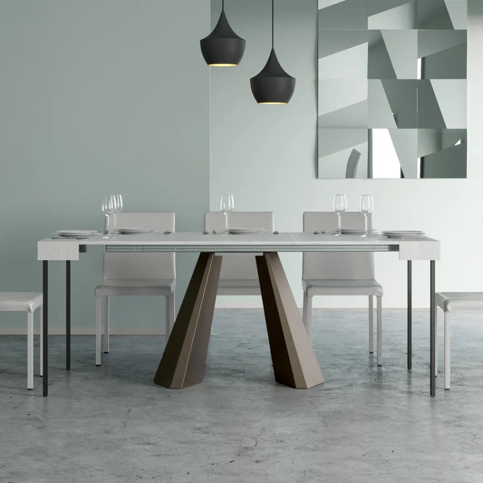 Consolle Allungabile a 300 cm con Gambe Finitura Orso Made in Italy - Destino Viadurini