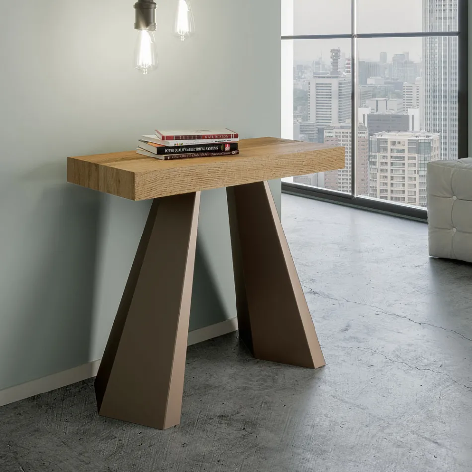 Consolle Allungabile a 300 cm con Gambe Finitura Orso Made in Italy - Destino Viadurini