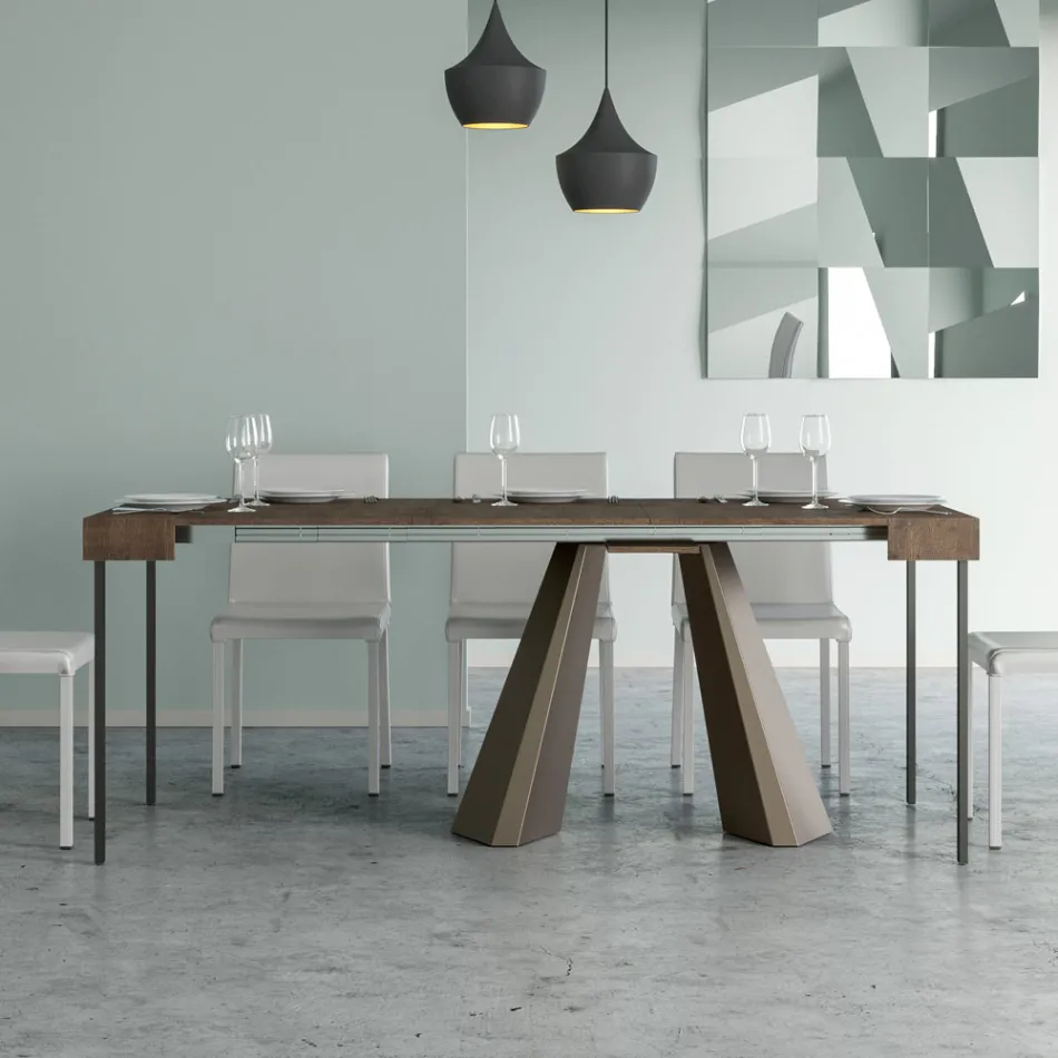 Consolle Allungabile a 300 cm con Gambe Finitura Orso Made in Italy - Destino Viadurini