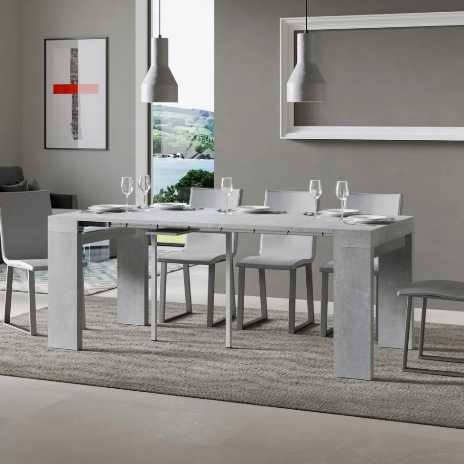 Consolle Allungabile a 300 cm con Supporto a 2 Gambe Made in Italy - Fantasma Viadurini