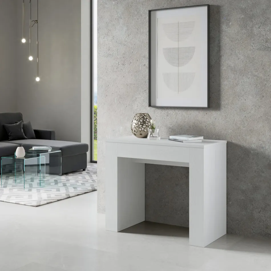 Consolle Allungabile a 307 cm in Microparticelle di Legno Made in Italy - Corona Viadurini