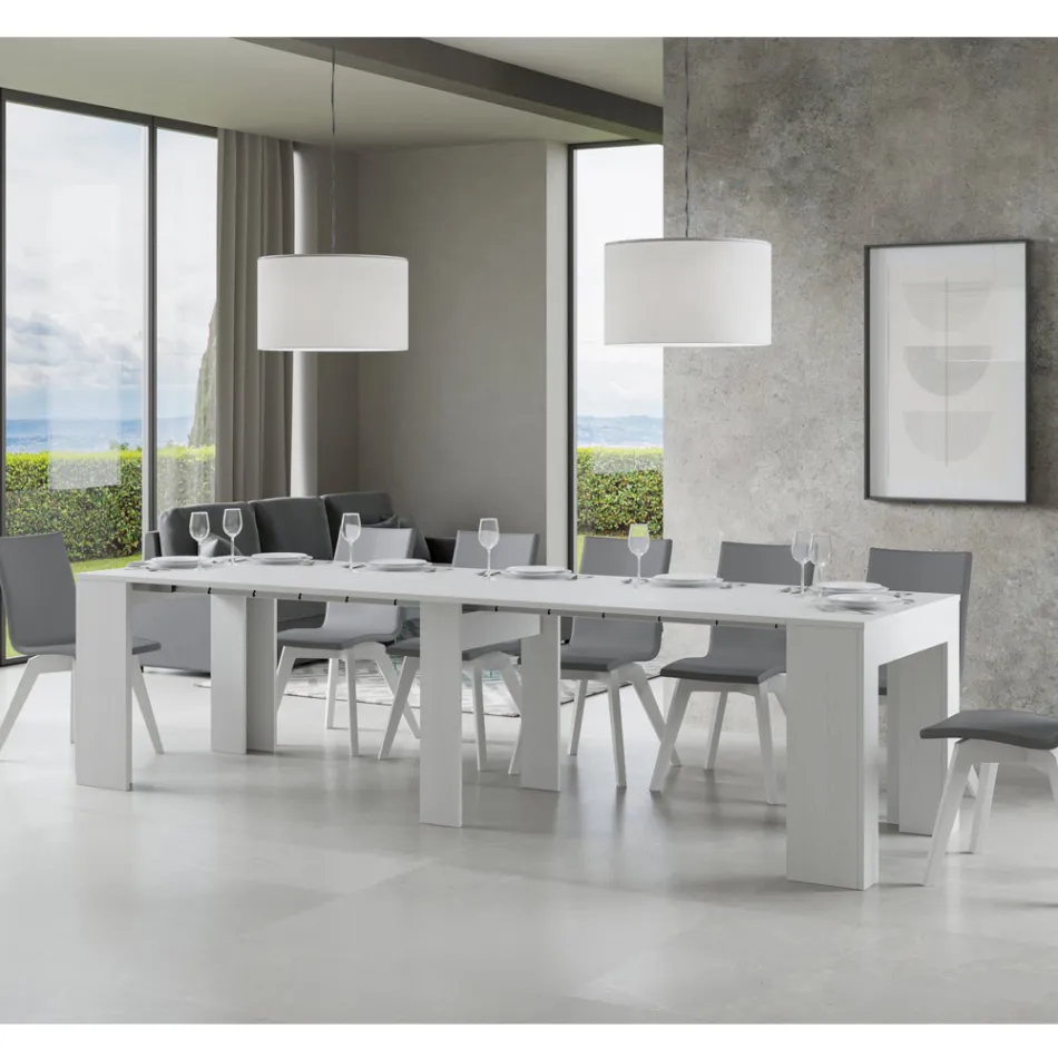 Consolle Allungabile a 307 cm in Microparticelle di Legno Made in Italy - Corona Viadurini