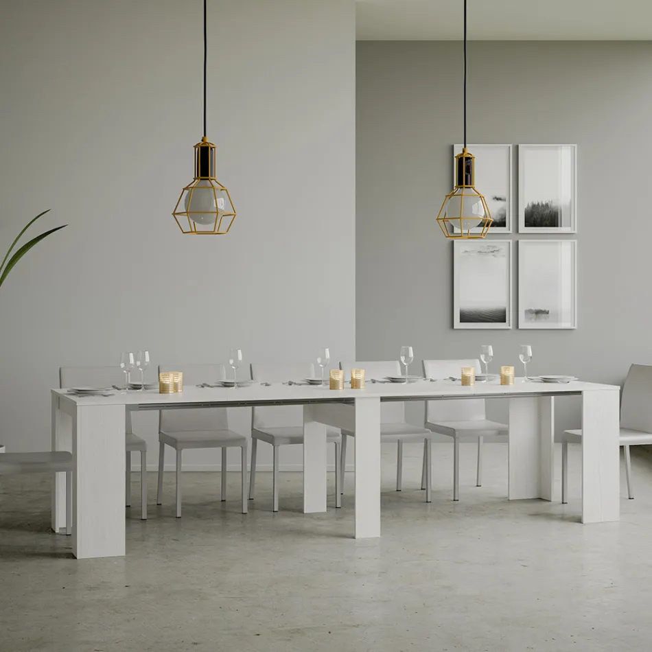Consolle Allungabile a 308 cm con Supporto Centrale Made in Italy - Oracolo Viadurini
