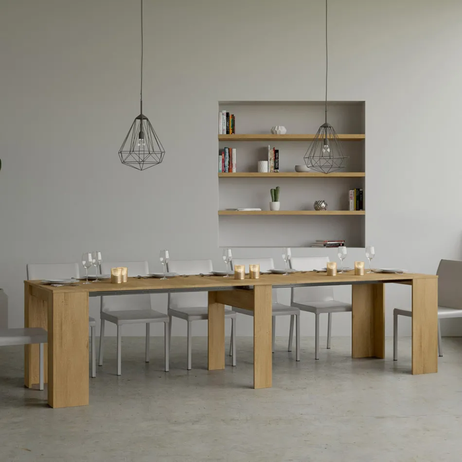 Consolle Allungabile a 308 cm con Supporto Centrale Made in Italy - Oracolo Viadurini