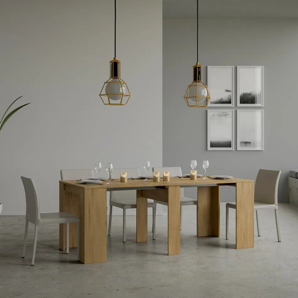 Consolle Allungabile a 308 cm con Supporto Centrale Made in Italy - Oracolo Viadurini