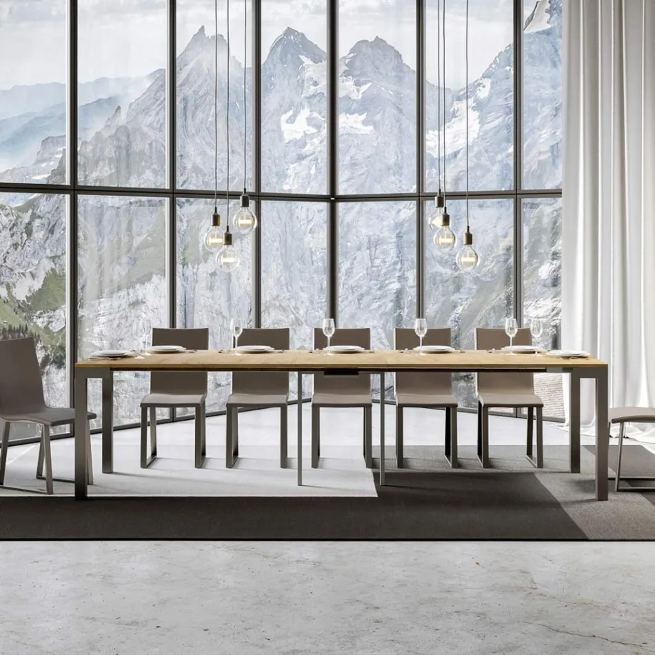 Consolle Allungabile di Design Moderno in Legno e Ferro Made in Italy – Never Viadurini