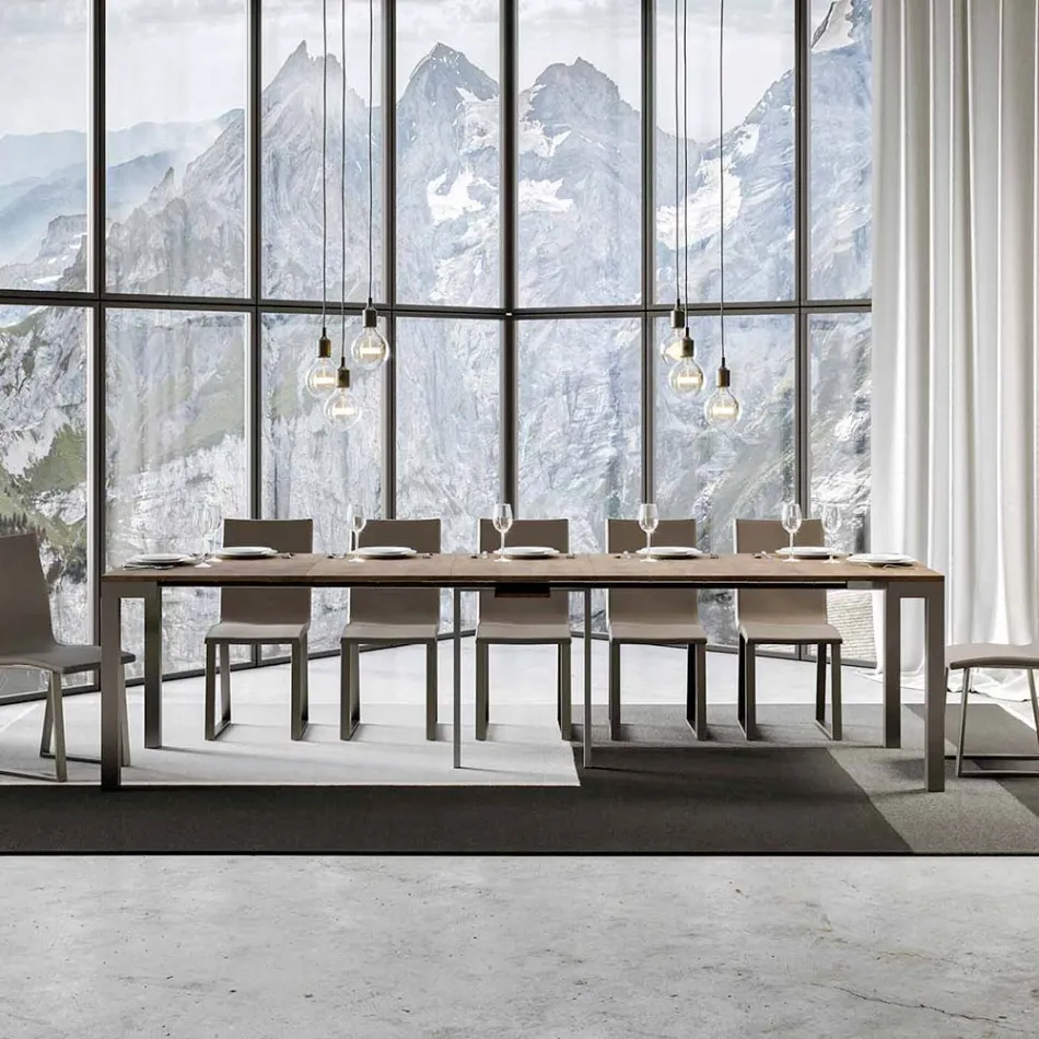 Consolle Allungabile di Design Moderno in Legno e Ferro Made in Italy – Never Viadurini