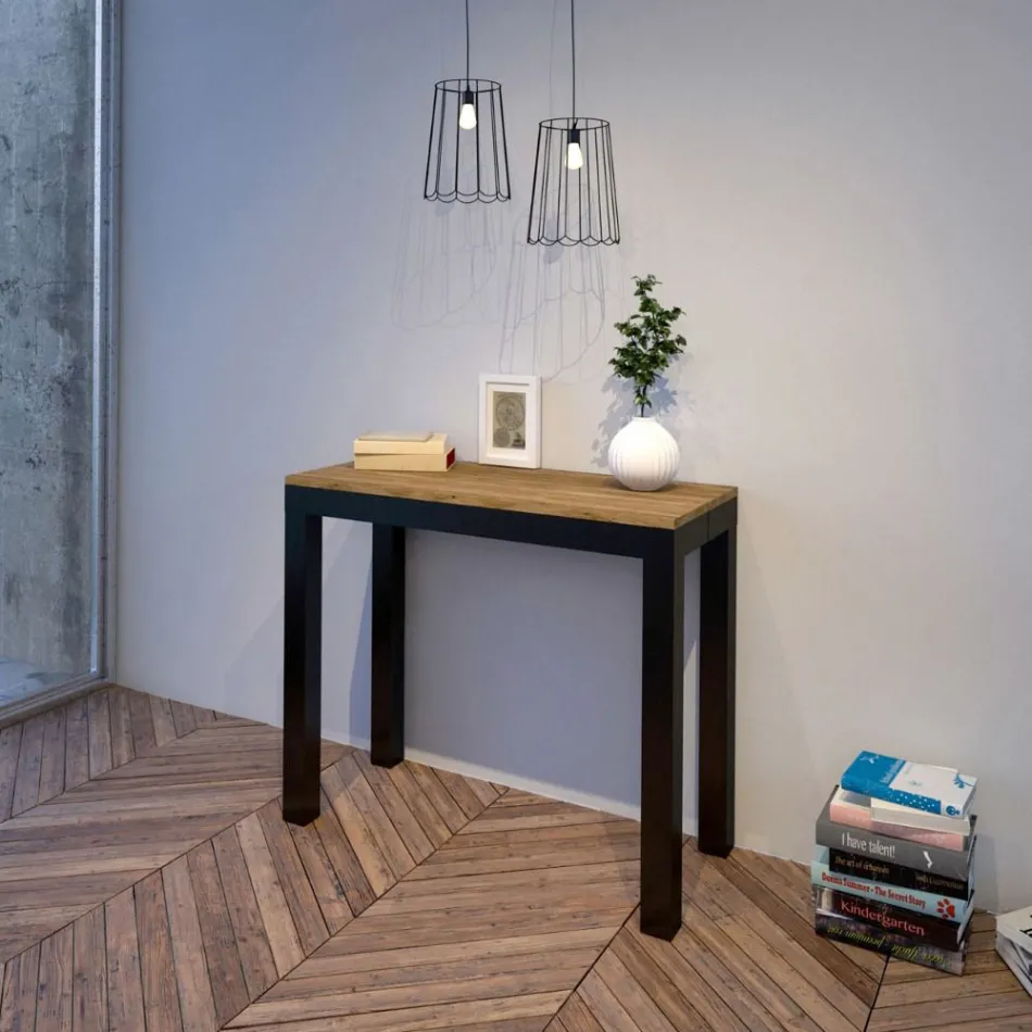 Consolle Allungabile di Design Moderno in Legno e Ferro Made in Italy – Never Viadurini