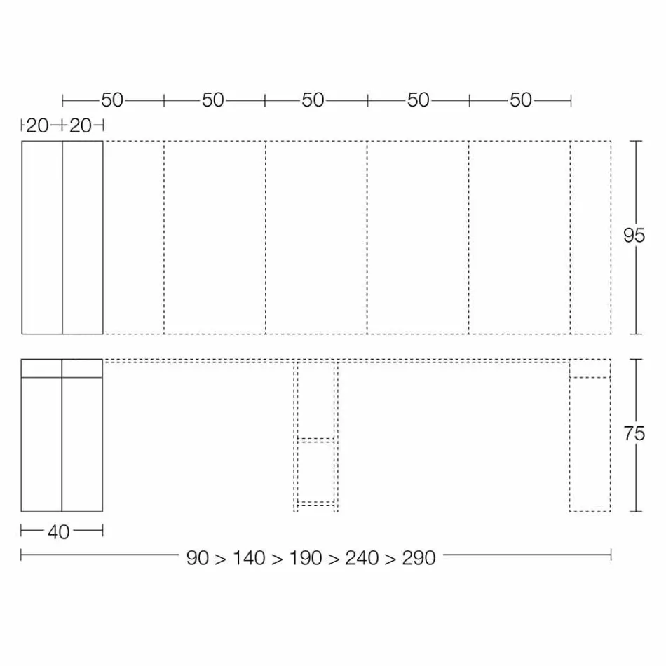 Consolle Allungabile Fino a 290 cm con Piano in Legno Made in Italy - Seregno Viadurini