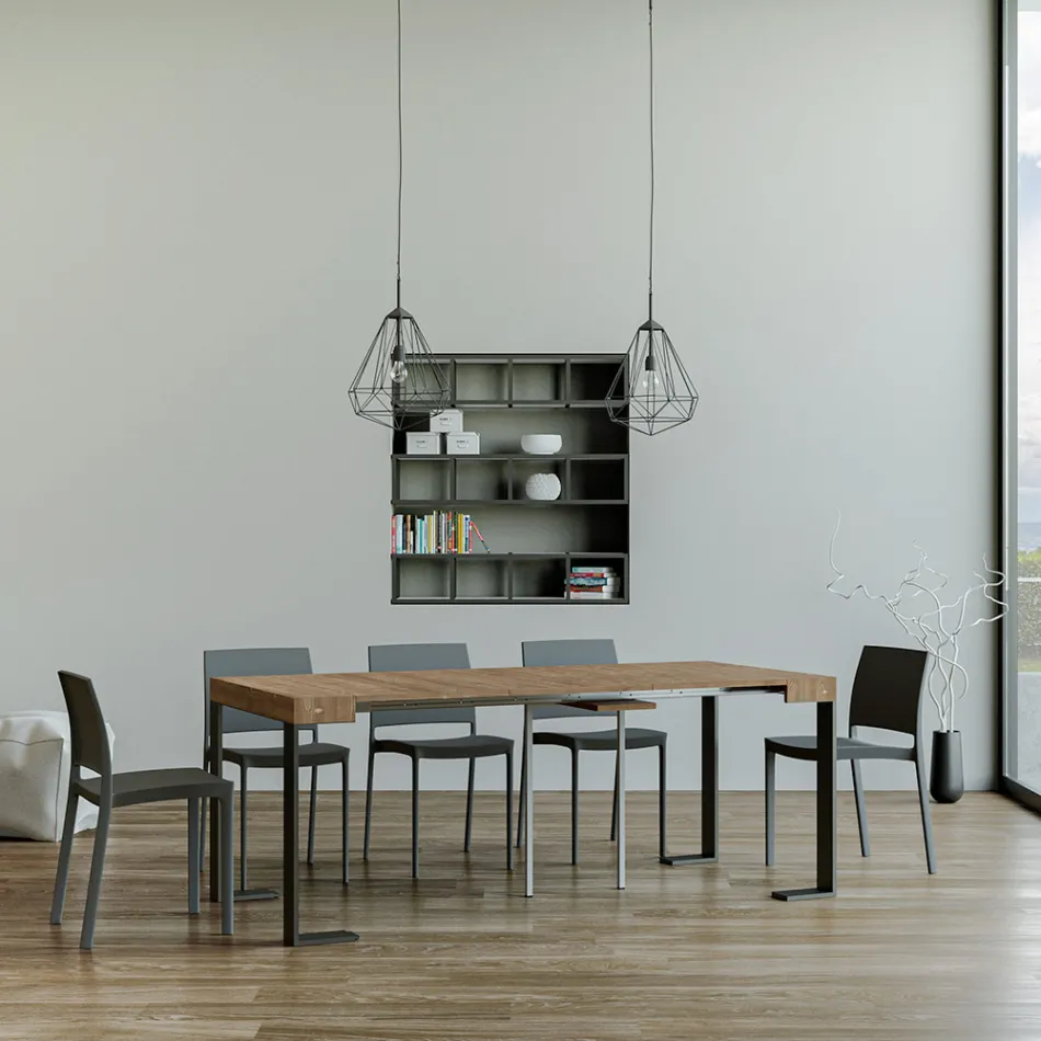Consolle Allungabile Fino a 300 cm con Telaio Antracite Made in Italy - Gigante Viadurini