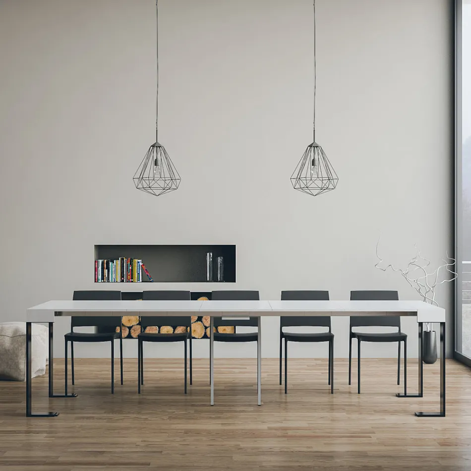 Consolle Allungabile Fino a 300 cm con Telaio Antracite Made in Italy - Gigante Viadurini