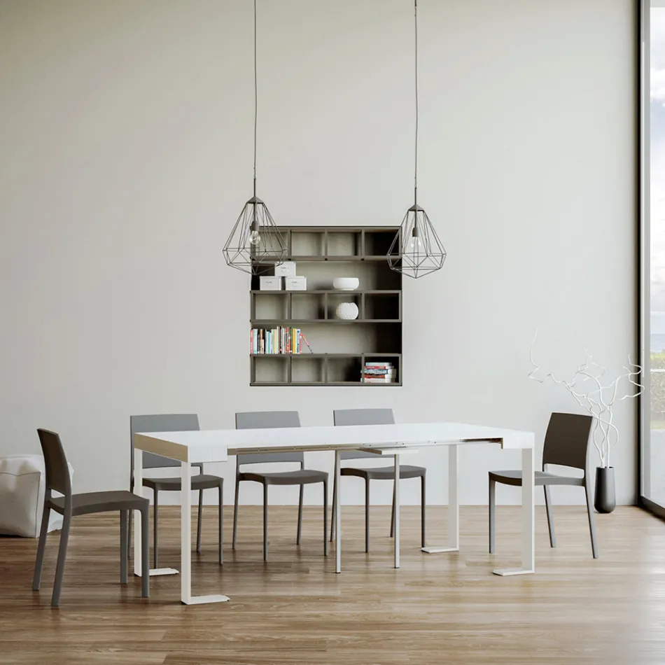 Consolle Allungabile Fino a 300 cm con Telaio Bianco Made in Italy - Tesoro Viadurini