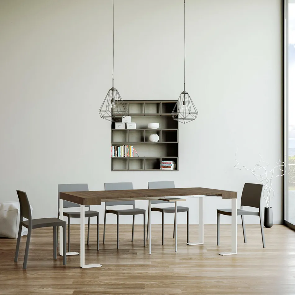 Consolle Allungabile Fino a 300 cm con Telaio Bianco Made in Italy - Tesoro Viadurini