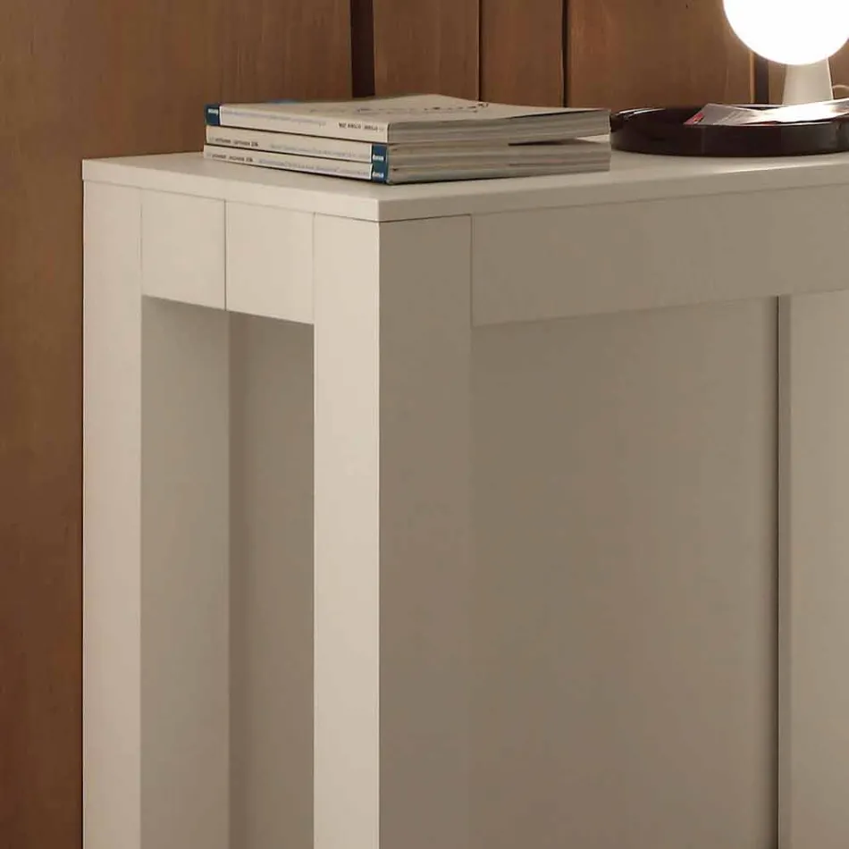 Consolle allungabile in nobilitato folding bianco poro aperto Bosa Viadurini