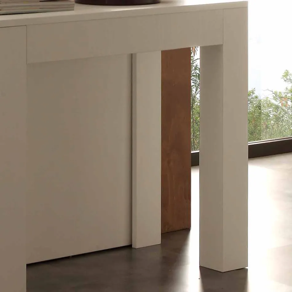 Consolle allungabile in nobilitato folding bianco poro aperto Bosa Viadurini