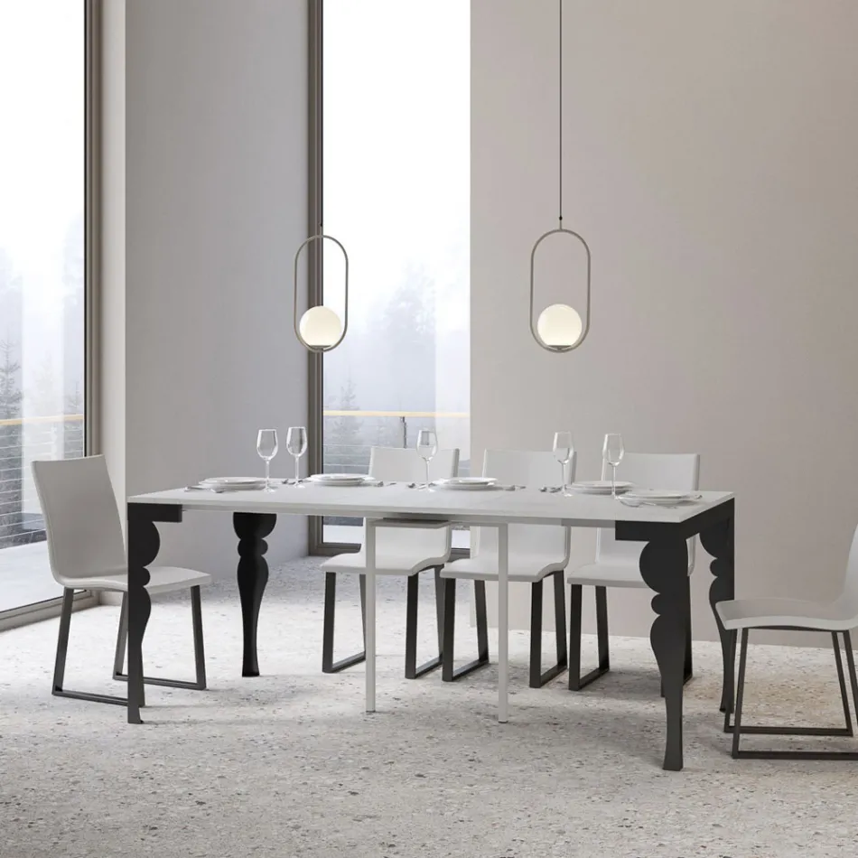 Consolle Allungabile Moderna in Legno e Metallo Antracite Made in Italy – Sassone Viadurini