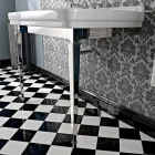 Consolle Bagno 105 cm Vintage in Ceramica Bianca con Piedi,Made in Italy - Marwa Viadurini