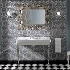 Consolle Bagno 105 cm Vintage in Ceramica Bianca con Piedi,Made in Italy - Marwa Viadurini