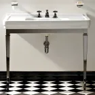 Consolle Bagno 105 cm Vintage in Ceramica Bianca con Piedi,Made in Italy - Marwa Viadurini