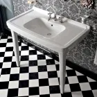 Consolle Bagno 105 cm Vintage in Ceramica Bianca con Piedi,Made in Italy - Marwa Viadurini