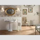 Consolle Bagno in Ceramica Vintage su Colonna, Made in Italy - Paulina Viadurini