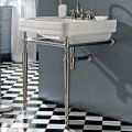 Consolle Bagno L69 cm su Piedi in Ceramica Bianca Vintage, Made in Italy - Marwa