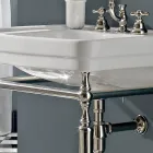 Consolle Bagno L69 cm su Piedi in Ceramica Bianca Vintage, Made in Italy - Marwa Viadurini