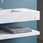 Consolle Bagno Lavabo Integrato e Mensola Sospese in Gres 4 Finiture - Rampina Viadurini