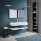 Consolle Bagno Lavabo Integrato e Mensola Sospese in Gres 4 Finiture - Rampina Viadurini
