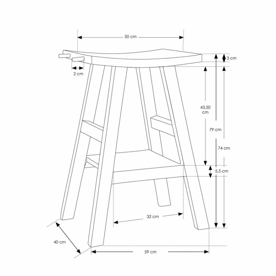 Consolle Bagno Moderna in Legno Teak Naturale con Ganci Laterali - Zacary Viadurini