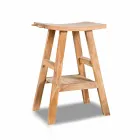 Consolle Bagno Moderna in Legno Teak Naturale con Ganci Laterali - Zacary Viadurini