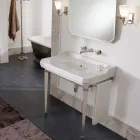 Consolle Bagno Vintage 90 cm, Ceramica Bianca, con Piedi Made in Italy - Nausica Viadurini
