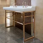 Consolle Bagno Vintage L 135 cm a Vasca Doppia in Ceramica con Piedi - Nausica Viadurini