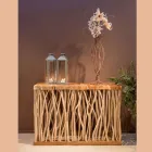 Consolle con Piano e Steli di Teak Massello Naturale - Rodin Viadurini