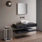 Consolle da Bagno con Lavabo e Mensola in Gres Porcellanato 4 Finiture - Ramina Viadurini