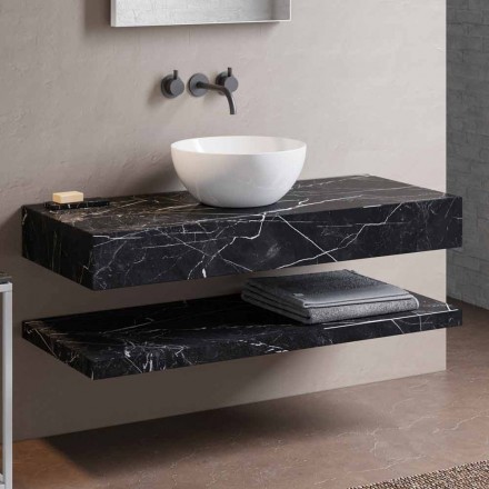 Consolle da Bagno con Lavabo e Mensola in Gres Porcellanato 4 Finiture - Ramina Viadurini