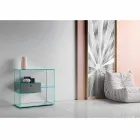 Consolle da Ingresso a Parete in Vetro Extrachiaro con Cassetto Laccato - Linzy Viadurini