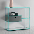 Consolle da Ingresso a Parete in Vetro Extrachiaro con Cassetto Laccato - Linzy