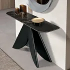 Consolle da Soggiorno in Metallo e Piano in Ceramica Effetto Marmo - Cristina Viadurini