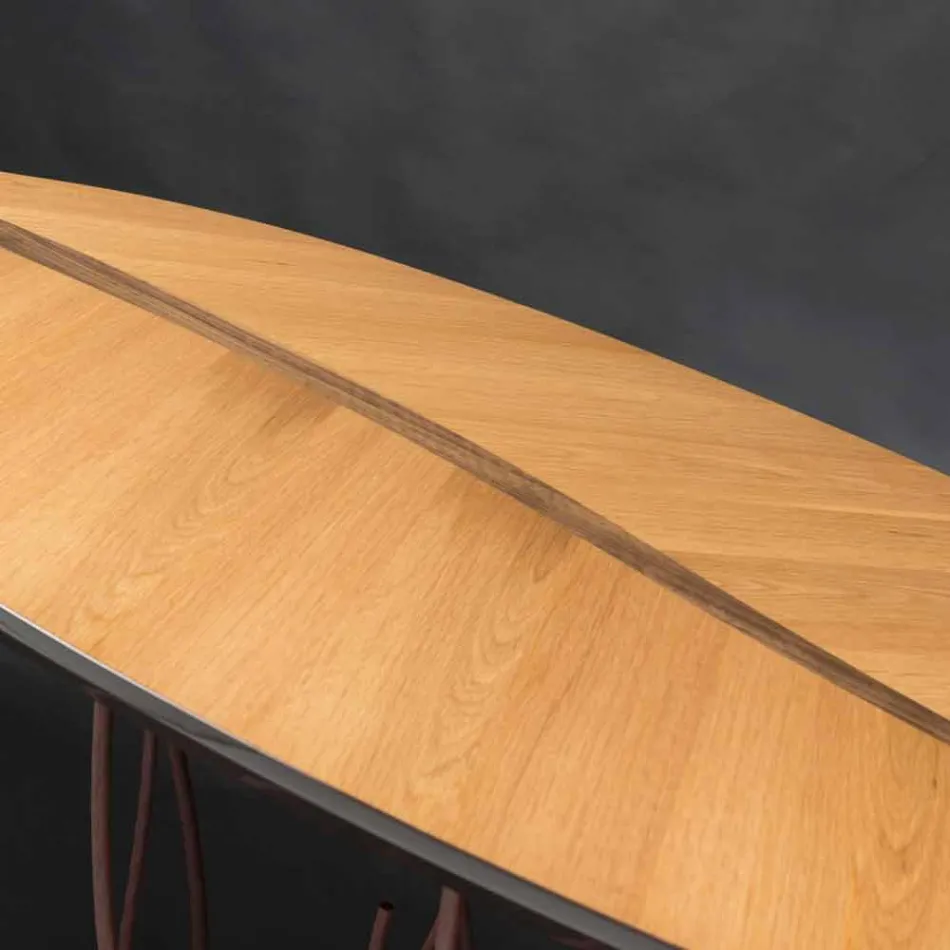 Consolle di design impiallacciata rovere e noce artigianale Fenice Viadurini