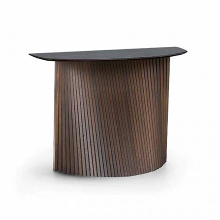 Consolle di Design in Legno con Piano in Gres Marmo Made in Italy - Oxide Viadurini
